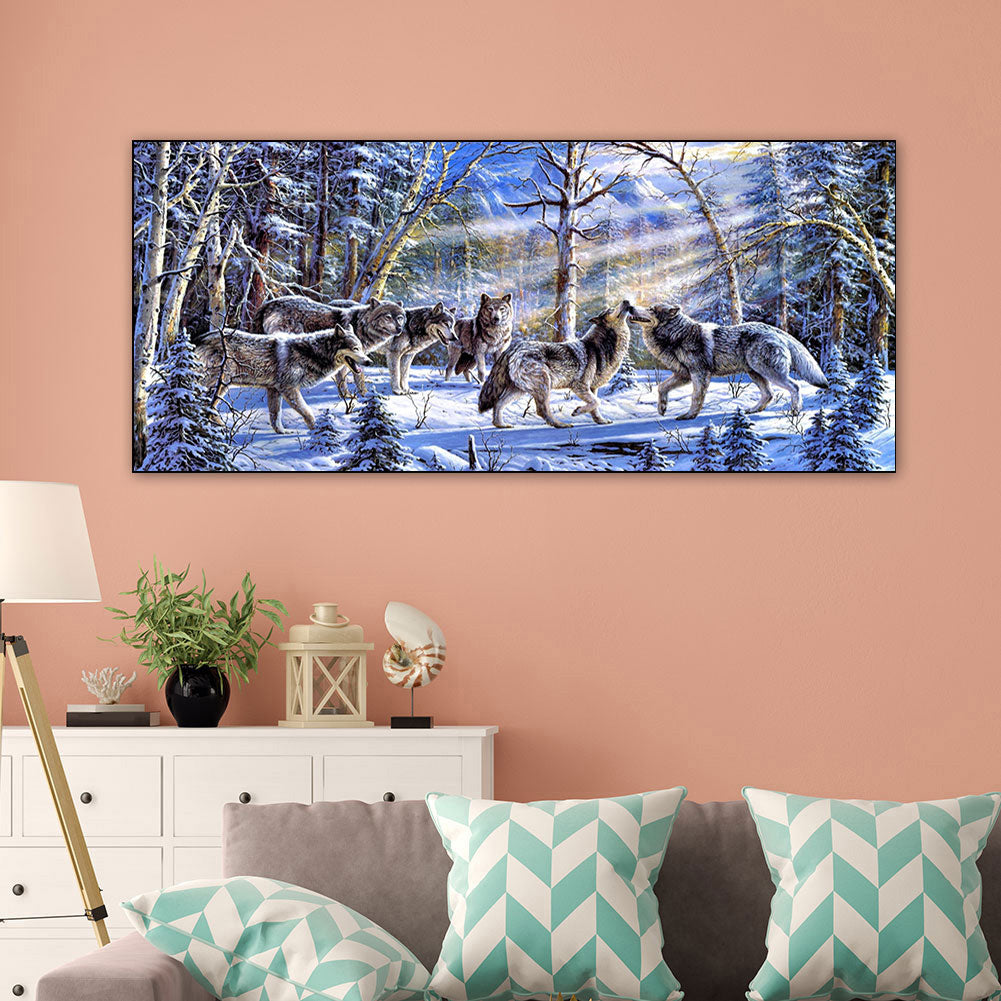 Wolf Pack - Full Round Drill Diamond Painting 80*40CM