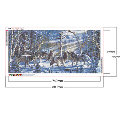Wolf Pack - Full Round Drill Diamond Painting 80*40CM