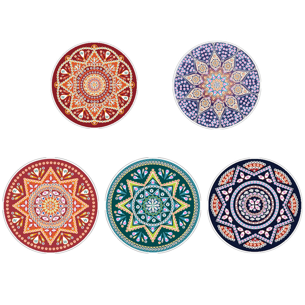 5pcs DIY Diamond Painting Coaster Mandala Drink Cup Cushion Non-slip Pad