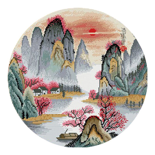 Lijiang River Landscape - 11CT Stamped Cross Stitch 50*50CM