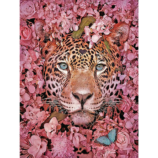 Cheetah And Flower - Full Round Drill Diamond Painting 30*40CM