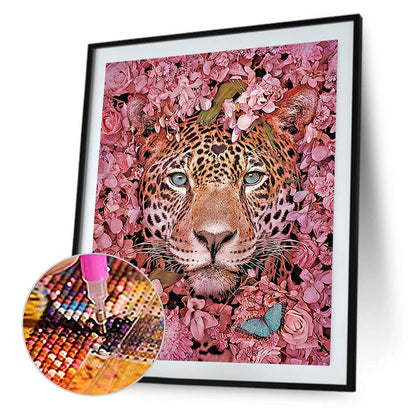 Cheetah And Flower - Full Round Drill Diamond Painting 30*40CM