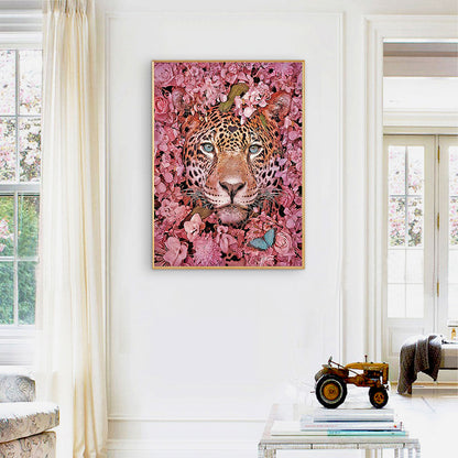 Cheetah And Flower - Full Round Drill Diamond Painting 30*40CM