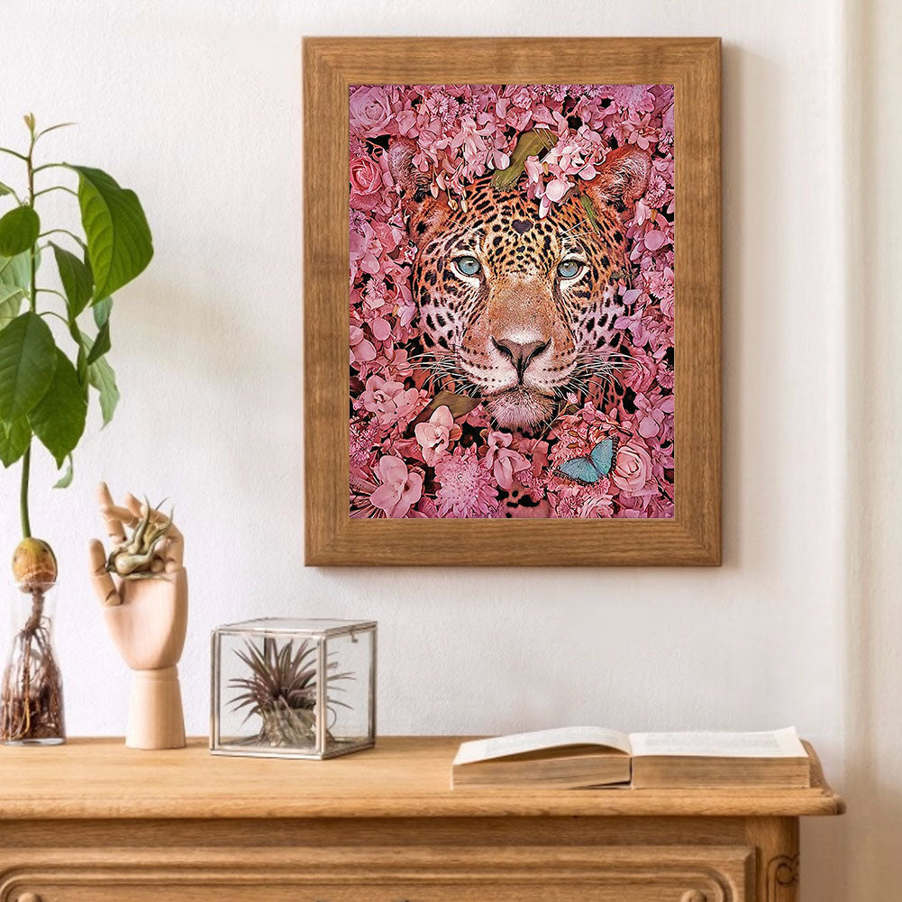 Cheetah And Flower - Full Round Drill Diamond Painting 30*40CM