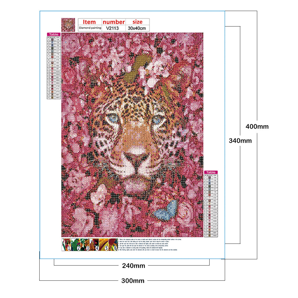 Cheetah And Flower - Full Round Drill Diamond Painting 30*40CM