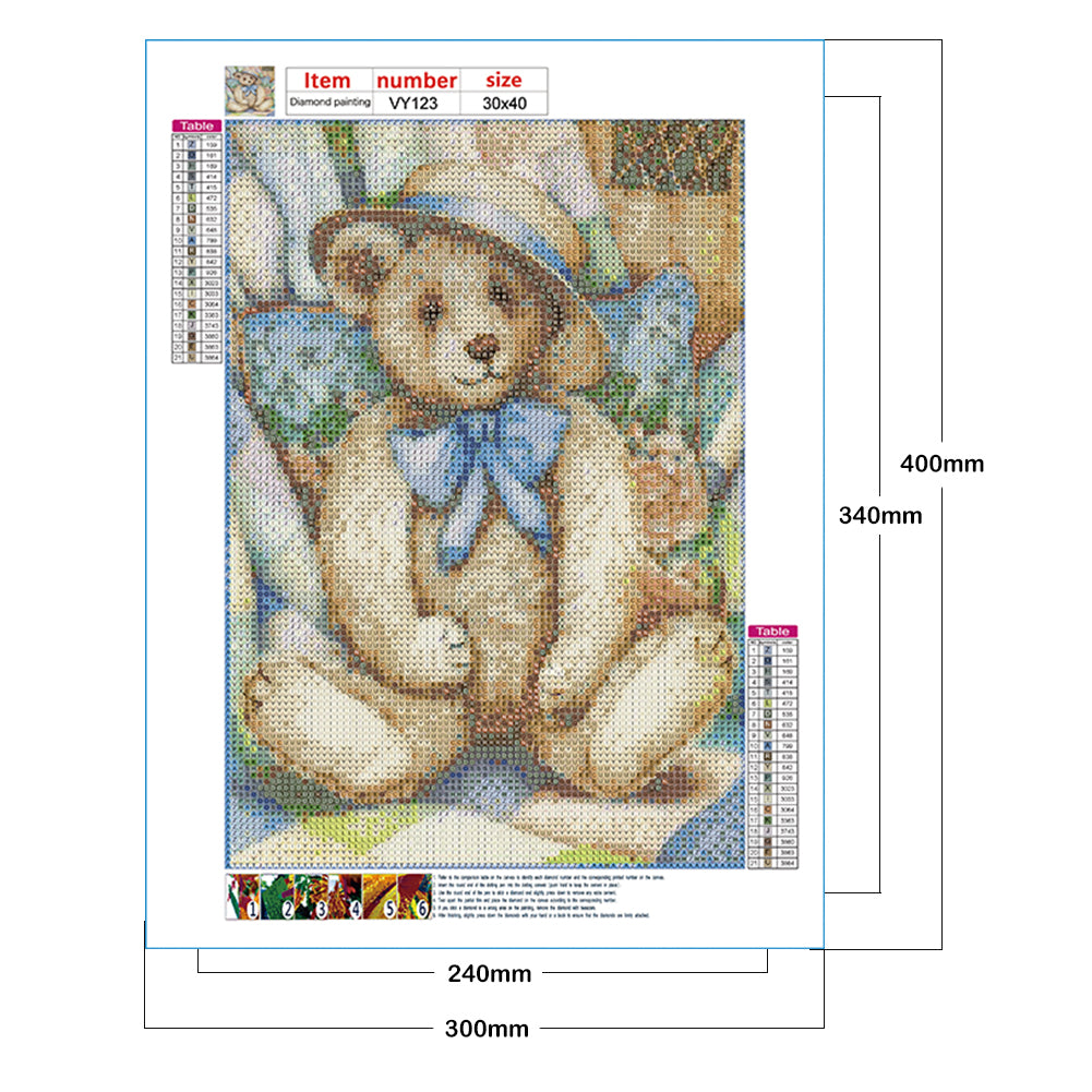 Teddy Bear - Full Round Drill Diamond Painting 30*40CM