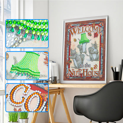 Squirrel Calligraphy - Special Shaped Drill Diamond Paiting 30*40CM