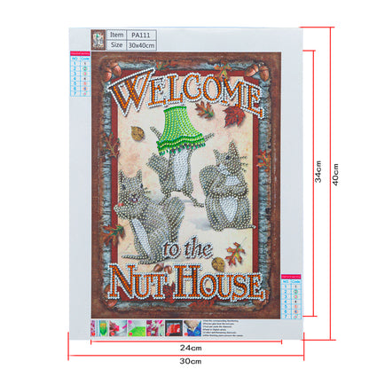 Squirrel Calligraphy - Special Shaped Drill Diamond Paiting 30*40CM