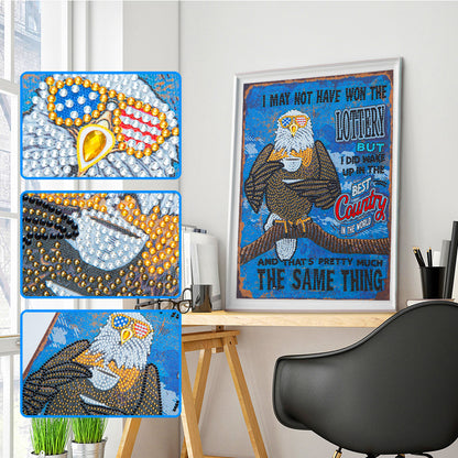 Eagle Calligraphy And Painting - Special Shaped Drill Diamond Paiting 30*40CM