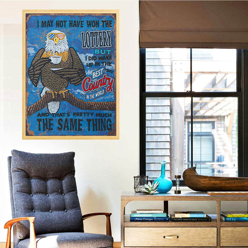 Eagle Calligraphy And Painting - Special Shaped Drill Diamond Paiting 30*40CM