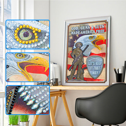 Eagle Calligraphy And Painting - Special Shaped Drill Diamond Paiting 30*40CM