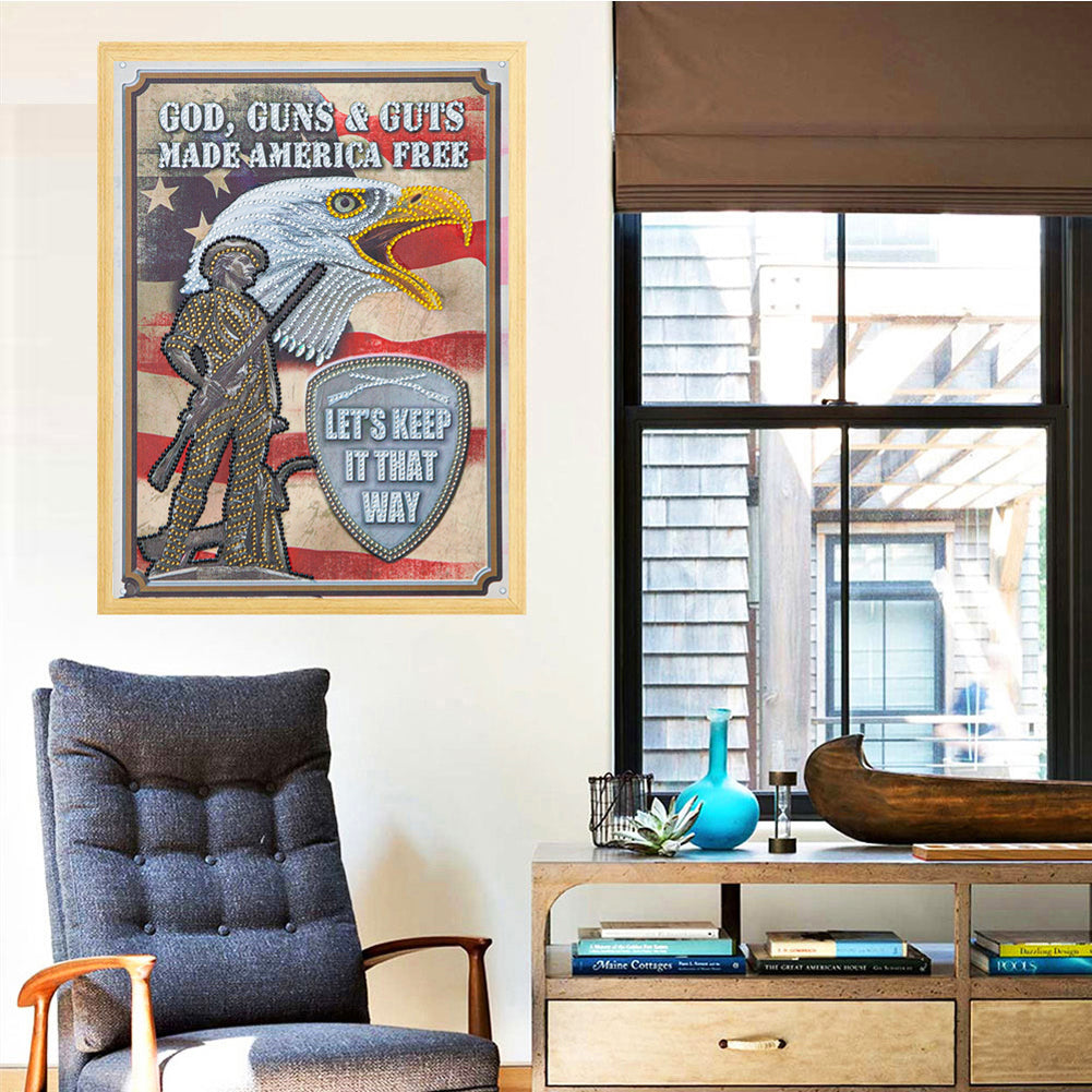 Eagle Calligraphy And Painting - Special Shaped Drill Diamond Paiting 30*40CM