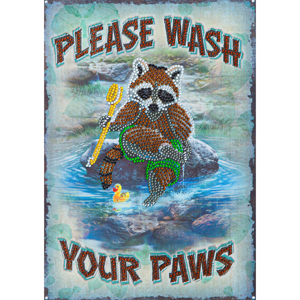 Raccoon Calligraphy And Painting - Special Shaped Drill Diamond Paiting 30*40CM
