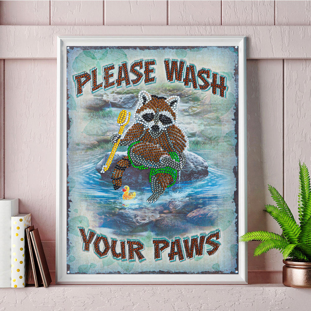 Raccoon Calligraphy And Painting - Special Shaped Drill Diamond Paiting 30*40CM