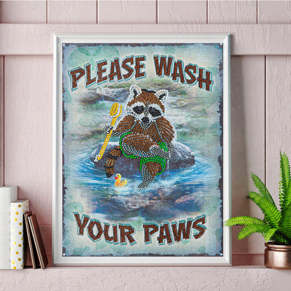 Raccoon Calligraphy And Painting - Special Shaped Drill Diamond Paiting 30*40CM