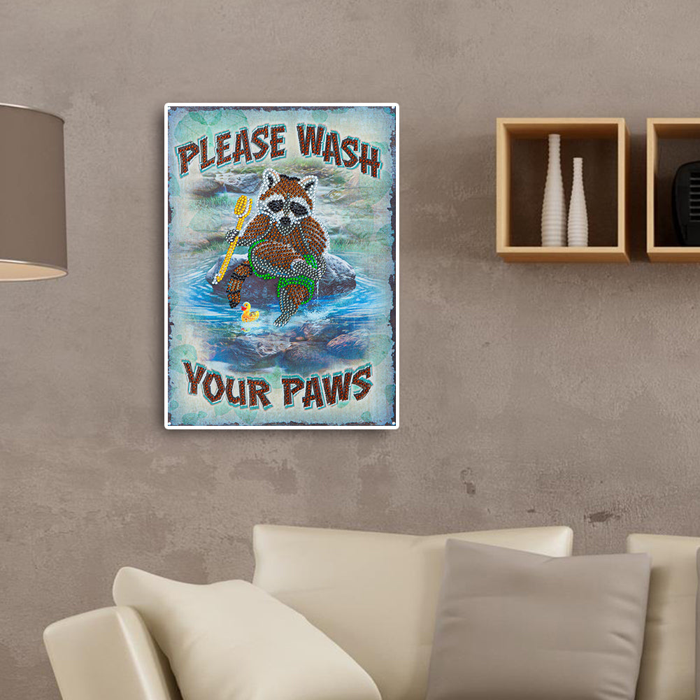 Raccoon Calligraphy And Painting - Special Shaped Drill Diamond Paiting 30*40CM