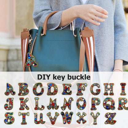 DIY Key Chain Diamond Painting Letters Women Bag Keyring Pendant Gift (A)