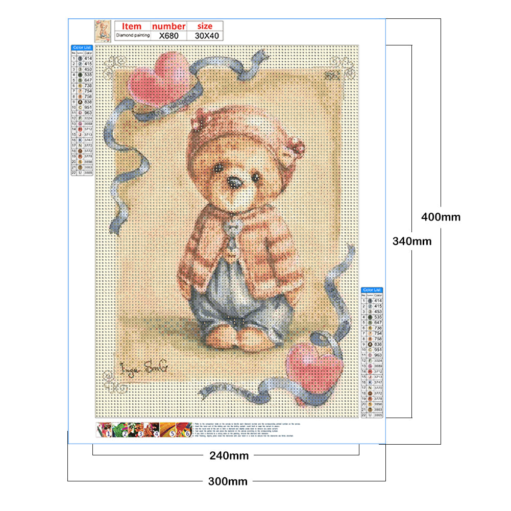 Teddy Bear - Full Round Drill Diamond Painting 30*40CM