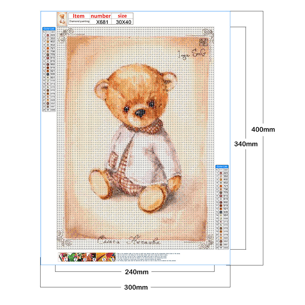 Teddy Bear - Full Round Drill Diamond Painting 30*40CM