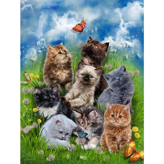 Cat Party - Full Round Drill Diamond Painting 30*40CM