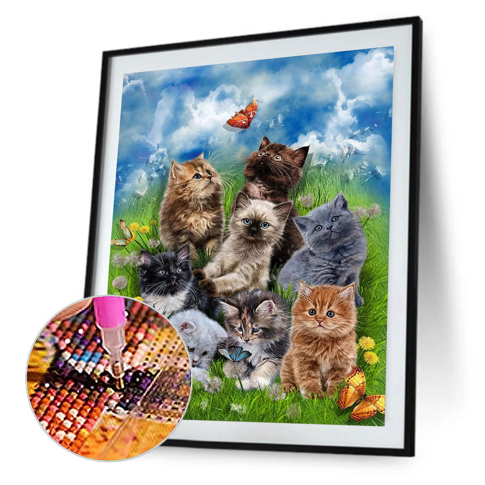 Cat Party - Full Round Drill Diamond Painting 30*40CM