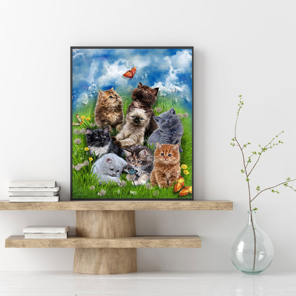 Cat Party - Full Round Drill Diamond Painting 30*40CM