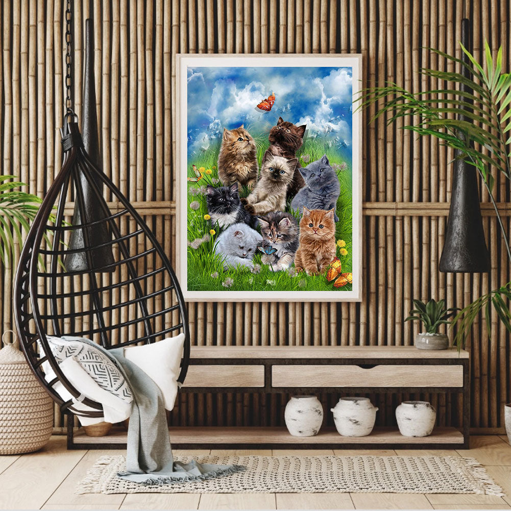 Cat Party - Full Round Drill Diamond Painting 30*40CM