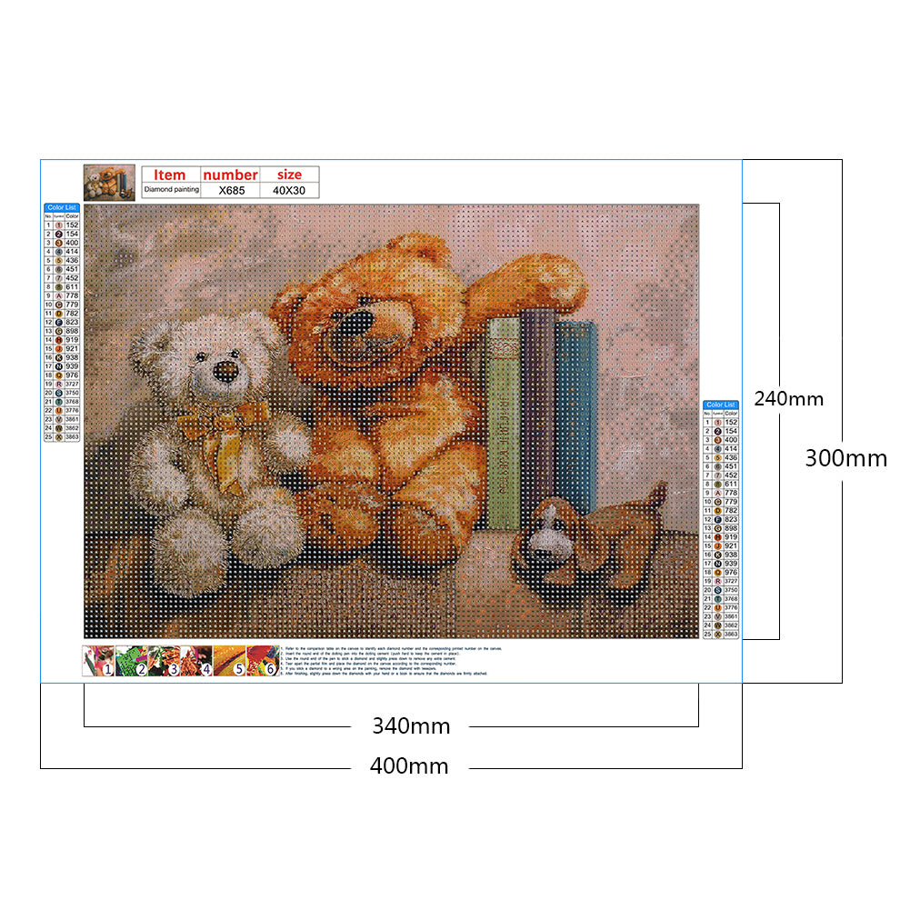 Teddy Bear - Full Round Drill Diamond Painting 40*30CM