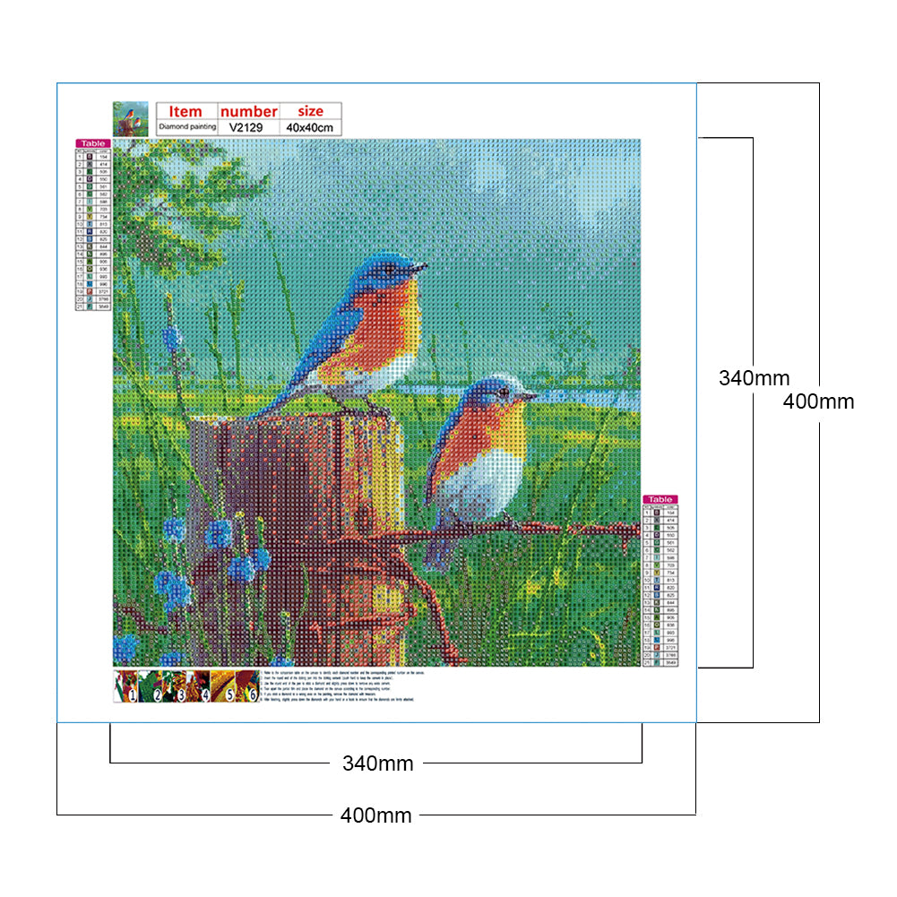 Bird - Full Round Drill Diamond Painting 40*40CM