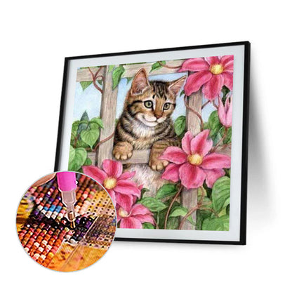 Cat - Full Round Drill Diamond Painting 40*40CM