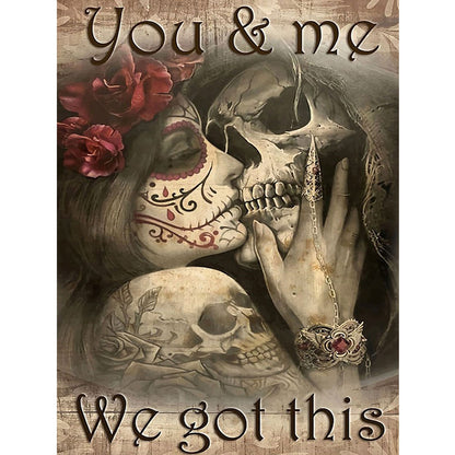 Skeleton Couple - Full Round Drill Diamond Painting 30*40CM