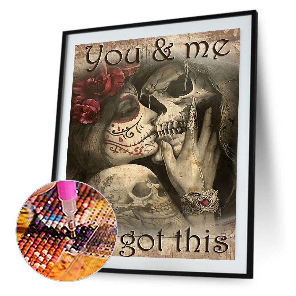 Skeleton Couple - Full Round Drill Diamond Painting 30*40CM