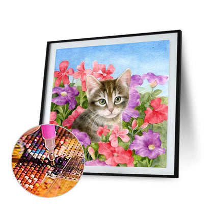 Cat - Full Round Drill Diamond Painting 30*30CM