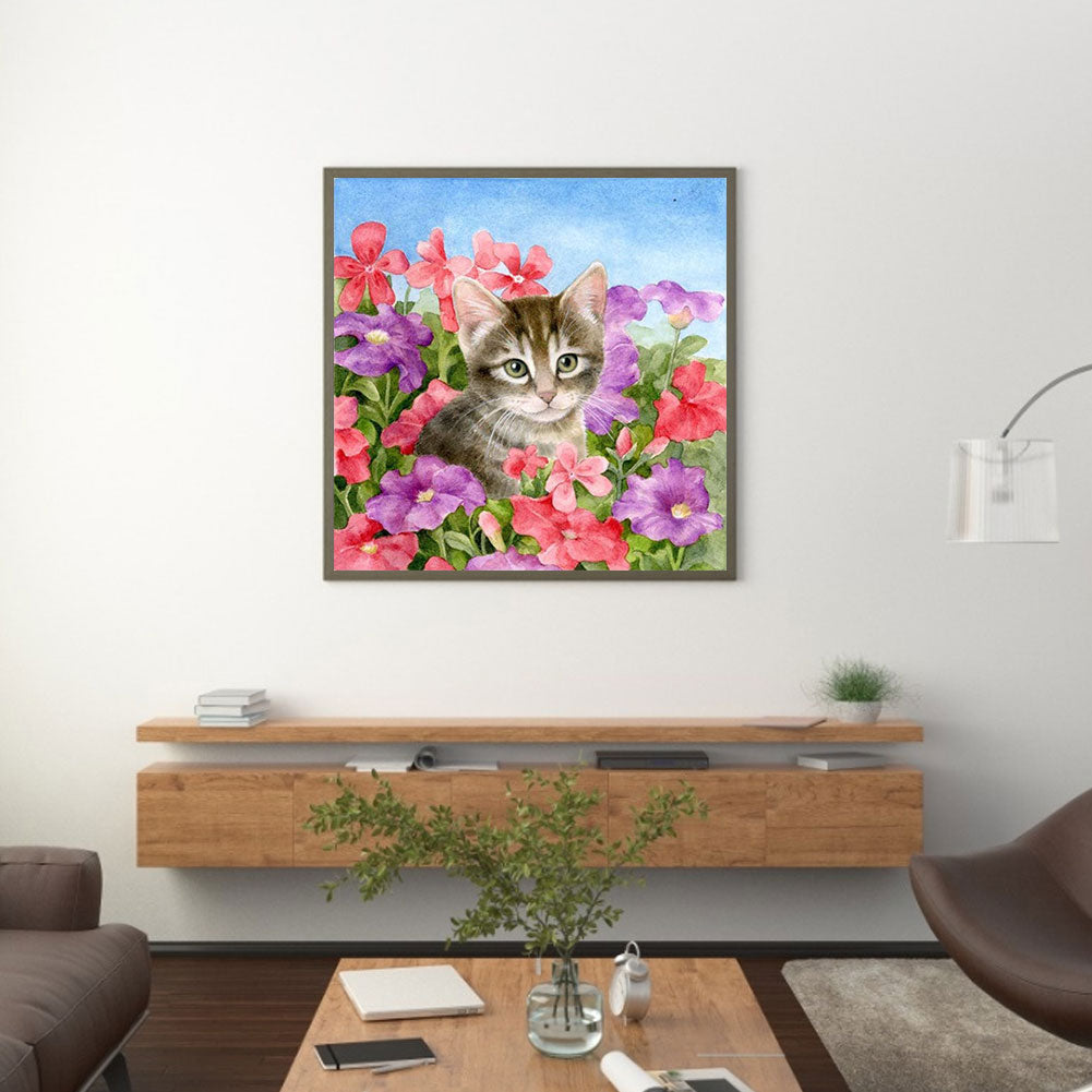 Cat - Full Round Drill Diamond Painting 30*30CM