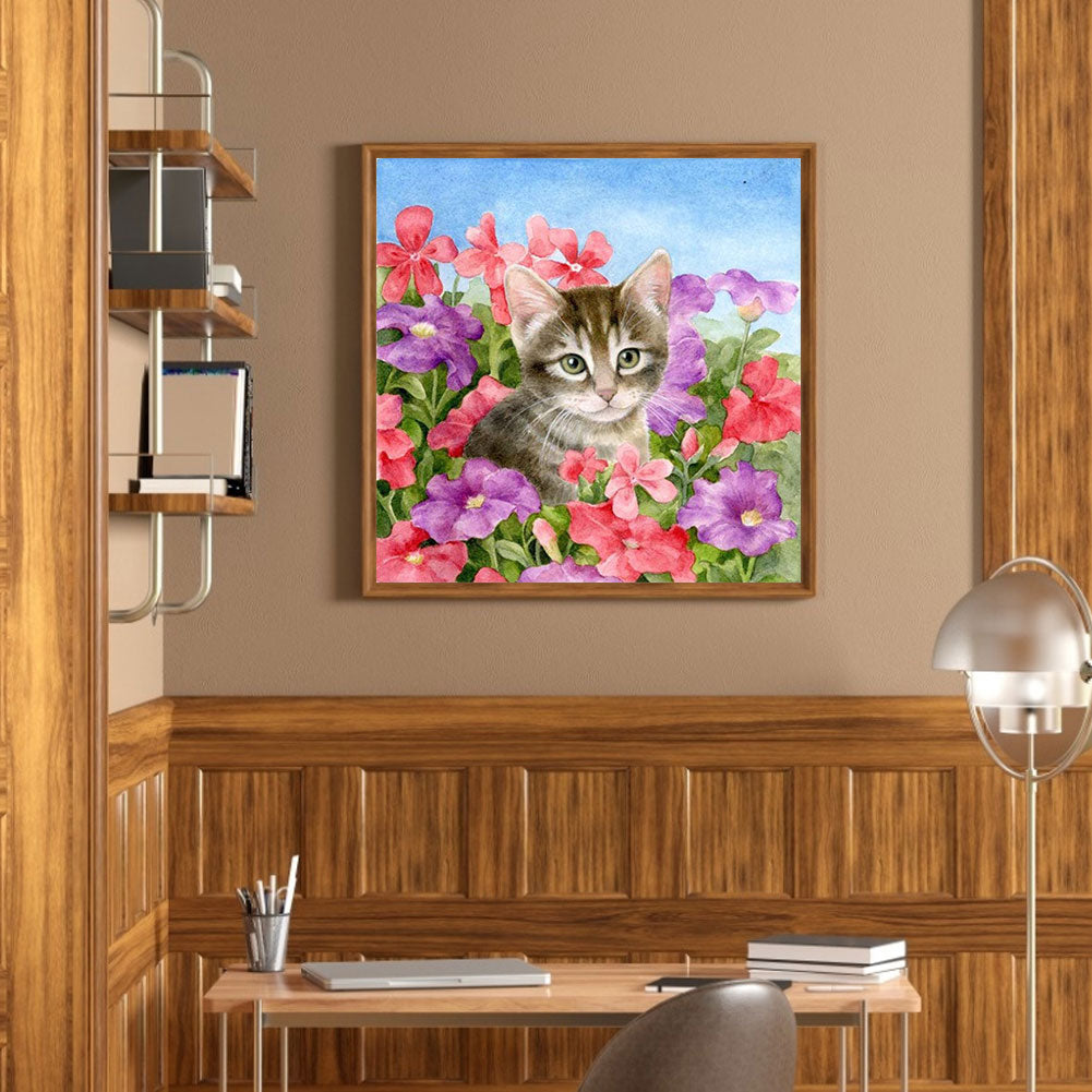 Cat - Full Round Drill Diamond Painting 30*30CM