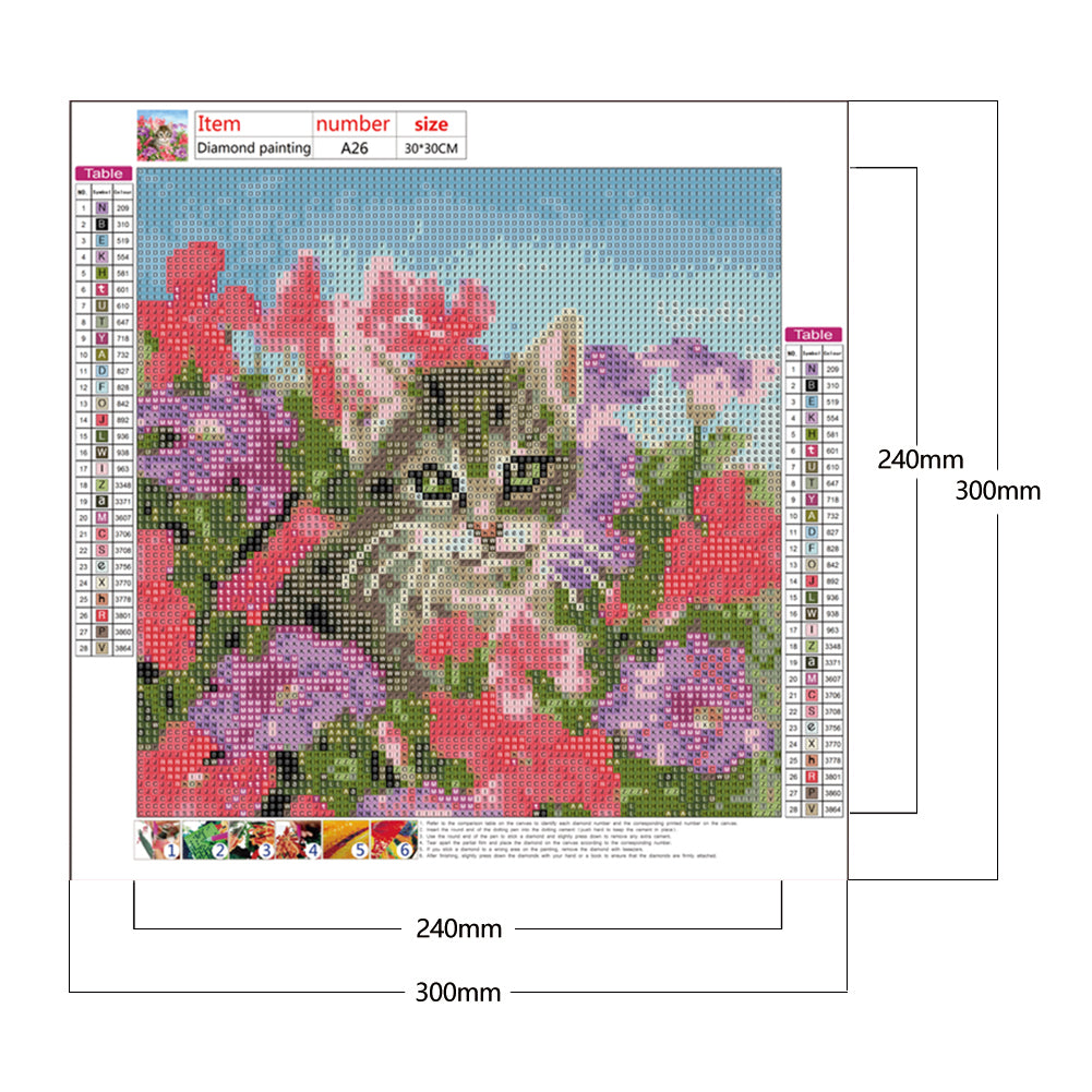 Cat - Full Round Drill Diamond Painting 30*30CM