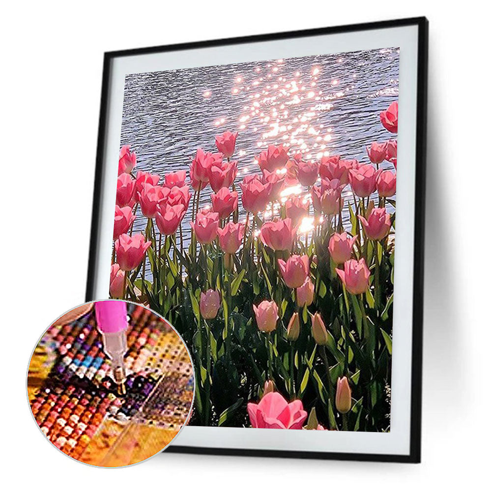 Pink Tulips - Full Round Drill Diamond Painting 30*40CM