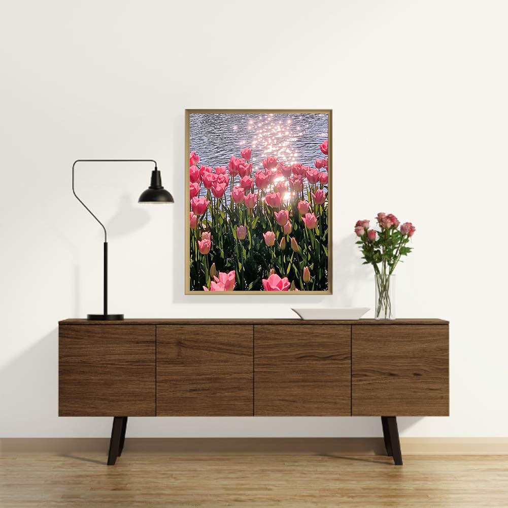 Pink Tulips - Full Round Drill Diamond Painting 30*40CM