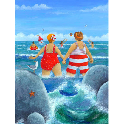 Leisure Time By The Sea - Full Round Drill Diamond Painting 30*40CM