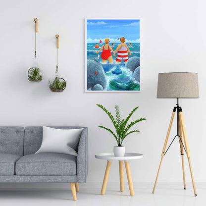 Leisure Time By The Sea - Full Round Drill Diamond Painting 30*40CM