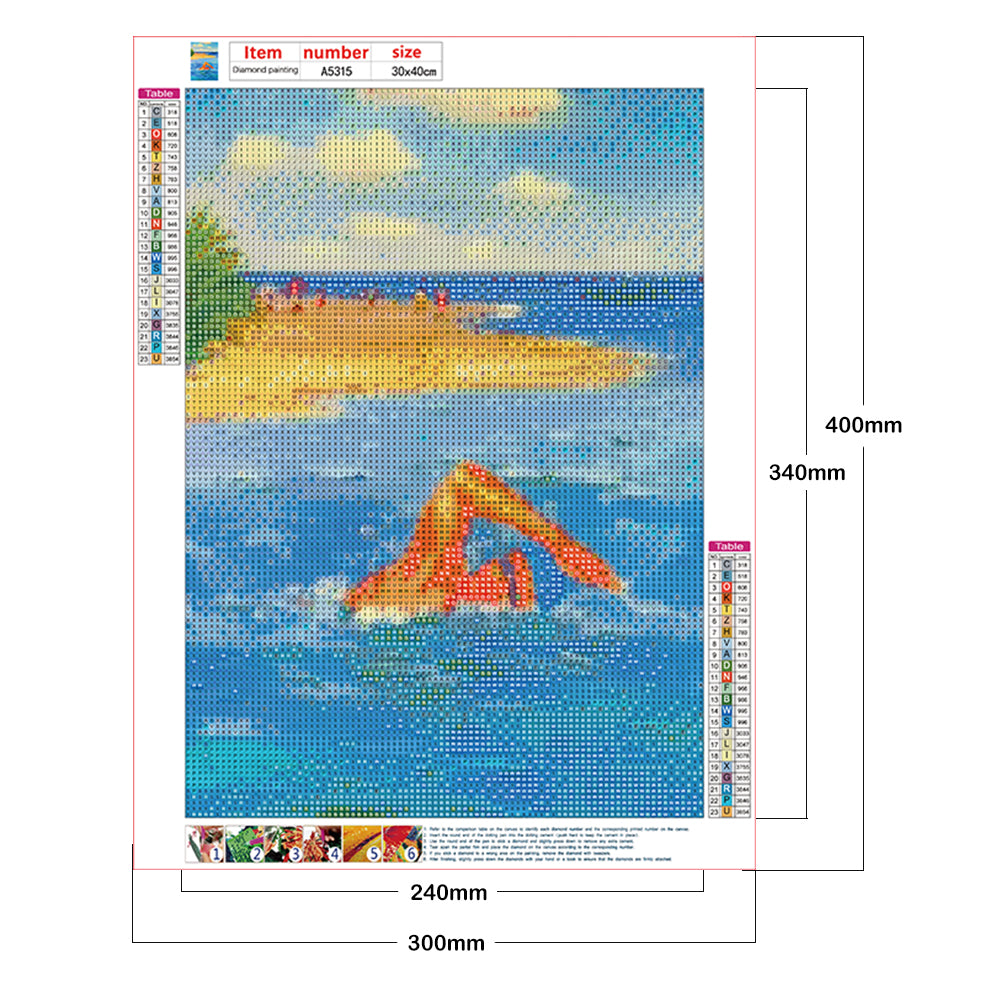 Leisure Time By The Sea - Full Round Drill Diamond Painting 30*40CM