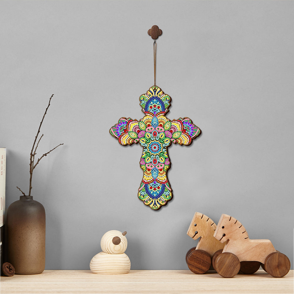 Wooden Jesus Christ Cross Pendant DIY Diamond Painting Religion Pray Decor