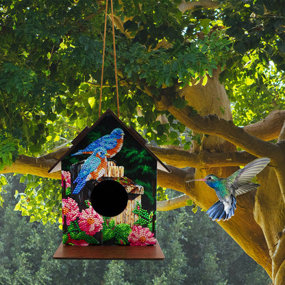 Hanging Bird House DIY Diamond Painting Wooden Bird Nest Hut Parrot Cage