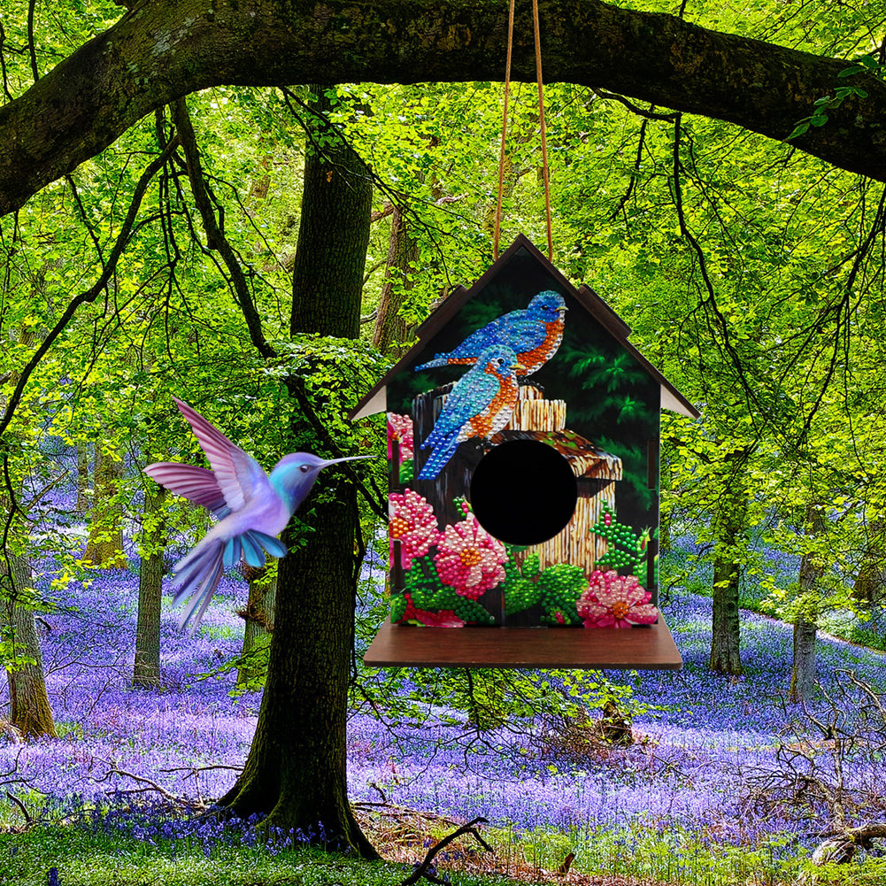 Hanging Bird House DIY Diamond Painting Wooden Bird Nest Hut Parrot Cage