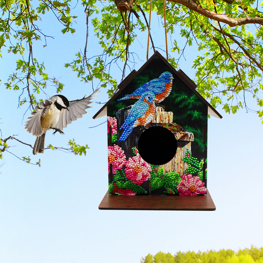 Hanging Bird House DIY Diamond Painting Wooden Bird Nest Hut Parrot Cage