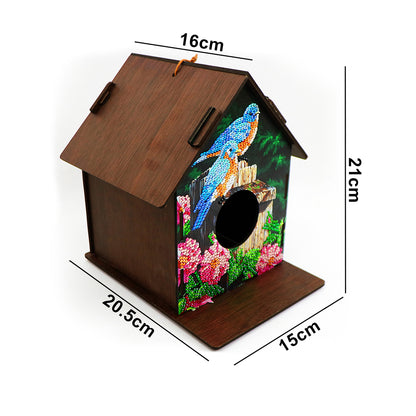 Hanging Bird House DIY Diamond Painting Wooden Bird Nest Hut Parrot Cage