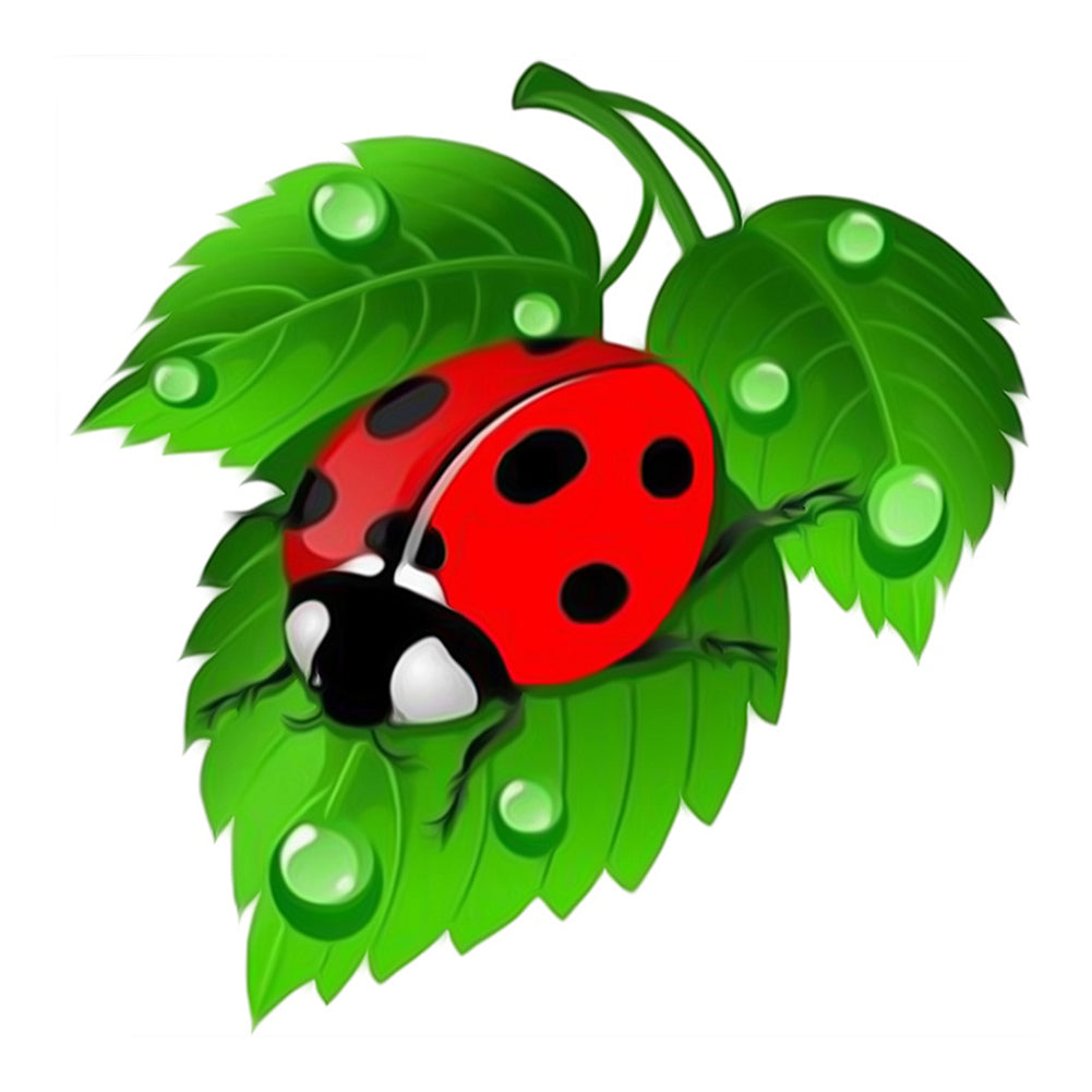 Ladybug On Green Leaf - Full Square Drill Diamond Painting 30*30CM