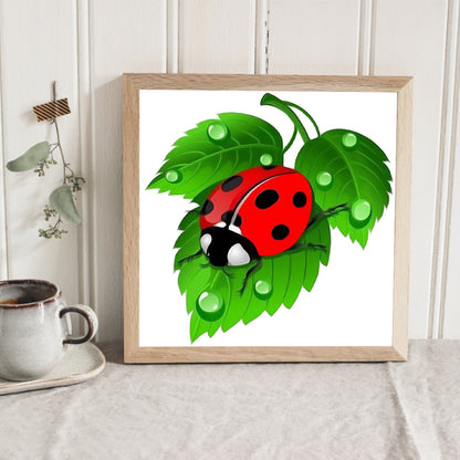 Ladybug On Green Leaf - Full Square Drill Diamond Painting 30*30CM