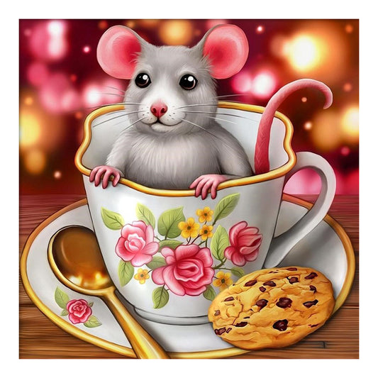 Mouse In Teacup - Full Square Drill Diamond Painting 30*30CM