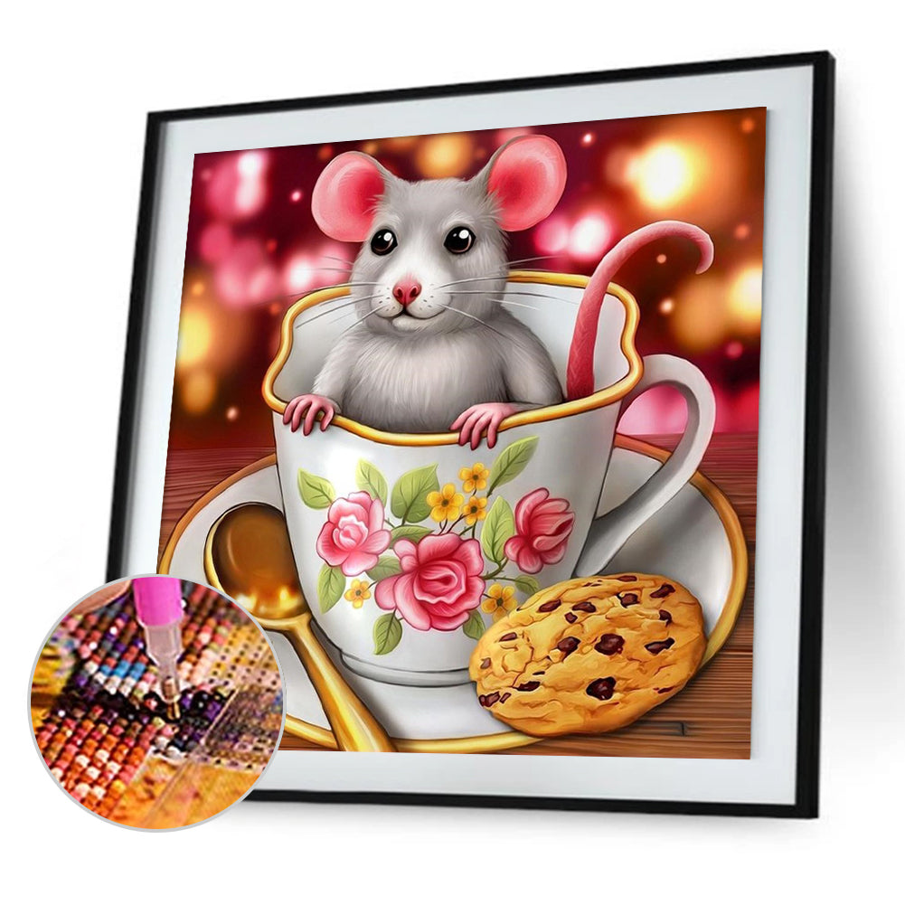 Mouse In Teacup - Full Square Drill Diamond Painting 30*30CM